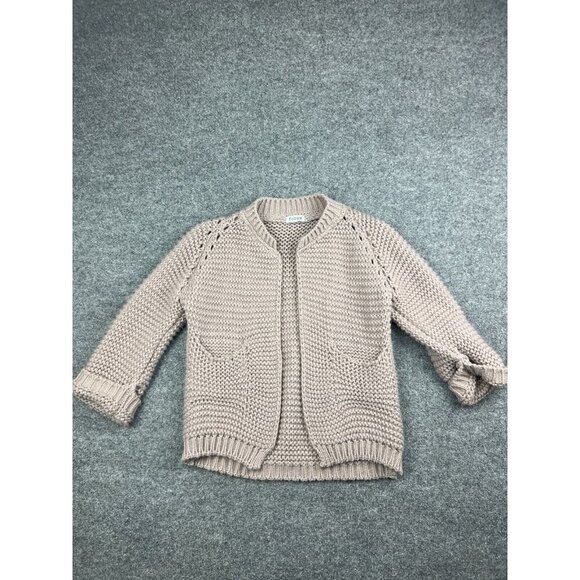 Fobya Sweaters - Fobya Sweater Women's Medium Gray Open Knit Cardigan Pockets Cuffed Sleeves